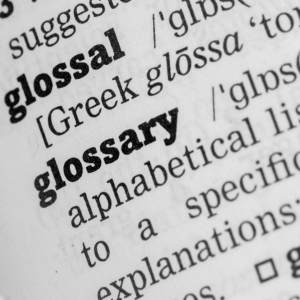 partial page of a dictionary showing the word glossary