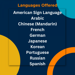 group language classes languages offered on navy background